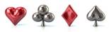 Set of red and silver playing card symbols